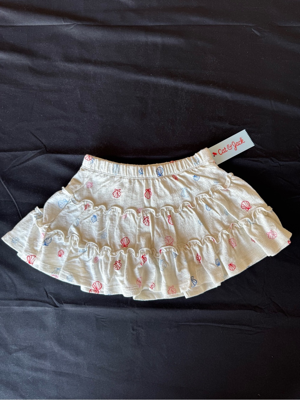 NWT Cat & Jack Girls Seashell Print Tiered Ruffle Skirt Size XS (4/5)